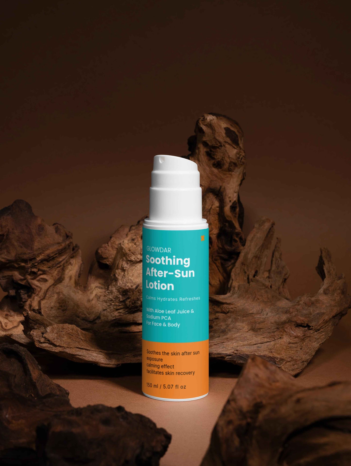 Glowdar Soothing After-Sun Lotion – Organic Aloe & Sodium PCA | Calming, Hydrating Face & Body Lotion (100 ml) - GLOWDAR