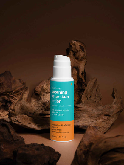 Glowdar Soothing After-Sun Lotion – Organic Aloe & Sodium PCA | Calming, Hydrating Face & Body Lotion (100 ml) - GLOWDAR