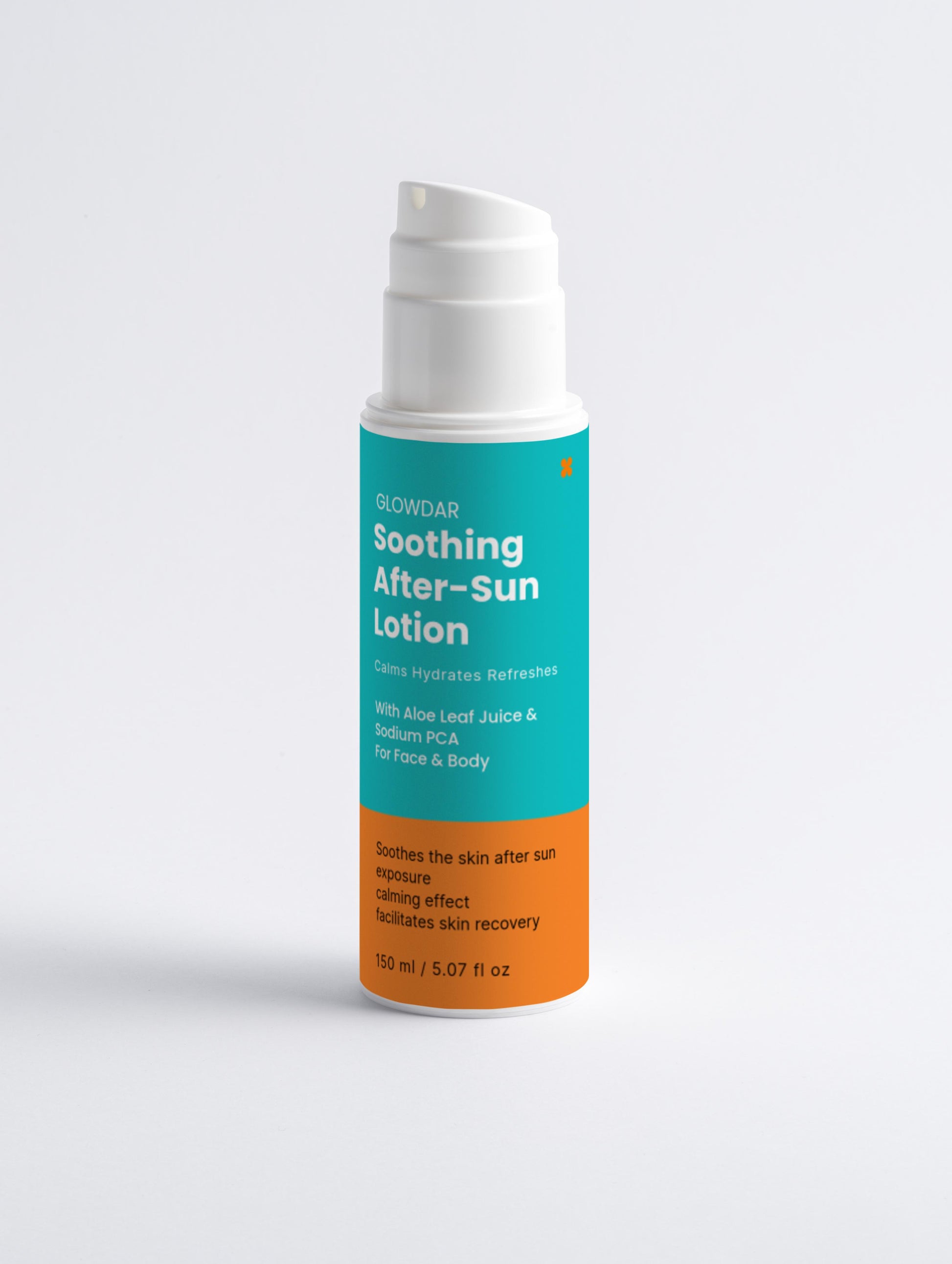 Glowdar Soothing After-Sun Lotion – Organic Aloe & Sodium PCA | Calming, Hydrating Face & Body Lotion (100 ml) - GLOWDAR