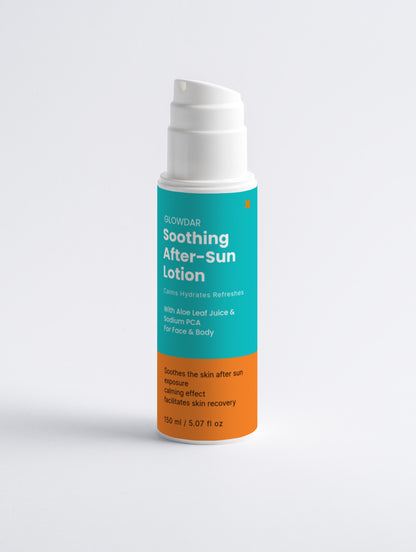 Glowdar Soothing After-Sun Lotion – Organic Aloe & Sodium PCA | Calming, Hydrating Face & Body Lotion (100 ml) - GLOWDAR
