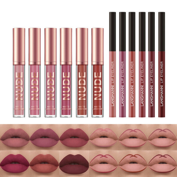 12-Piece Lipstick & Liner Set – 6 Matte Lipsticks, 6 Waterproof Liners, Long-Lasting Makeup Gift - Image 5