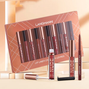 12-Piece Lipstick & Liner Set – 6 Matte Lipsticks, 6 Waterproof Liners, Long-Lasting Makeup Gift